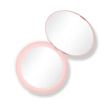 

LED Lighted Mini Circular Makeup Cosmetic Mirror Foldable 10X Magnifying Round Lighting Mirrors Compact Travel