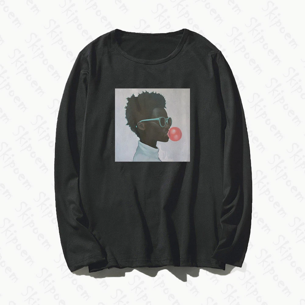 Маленький мальчик пускания мыльных пузырей женская футболка в Корейском стиле