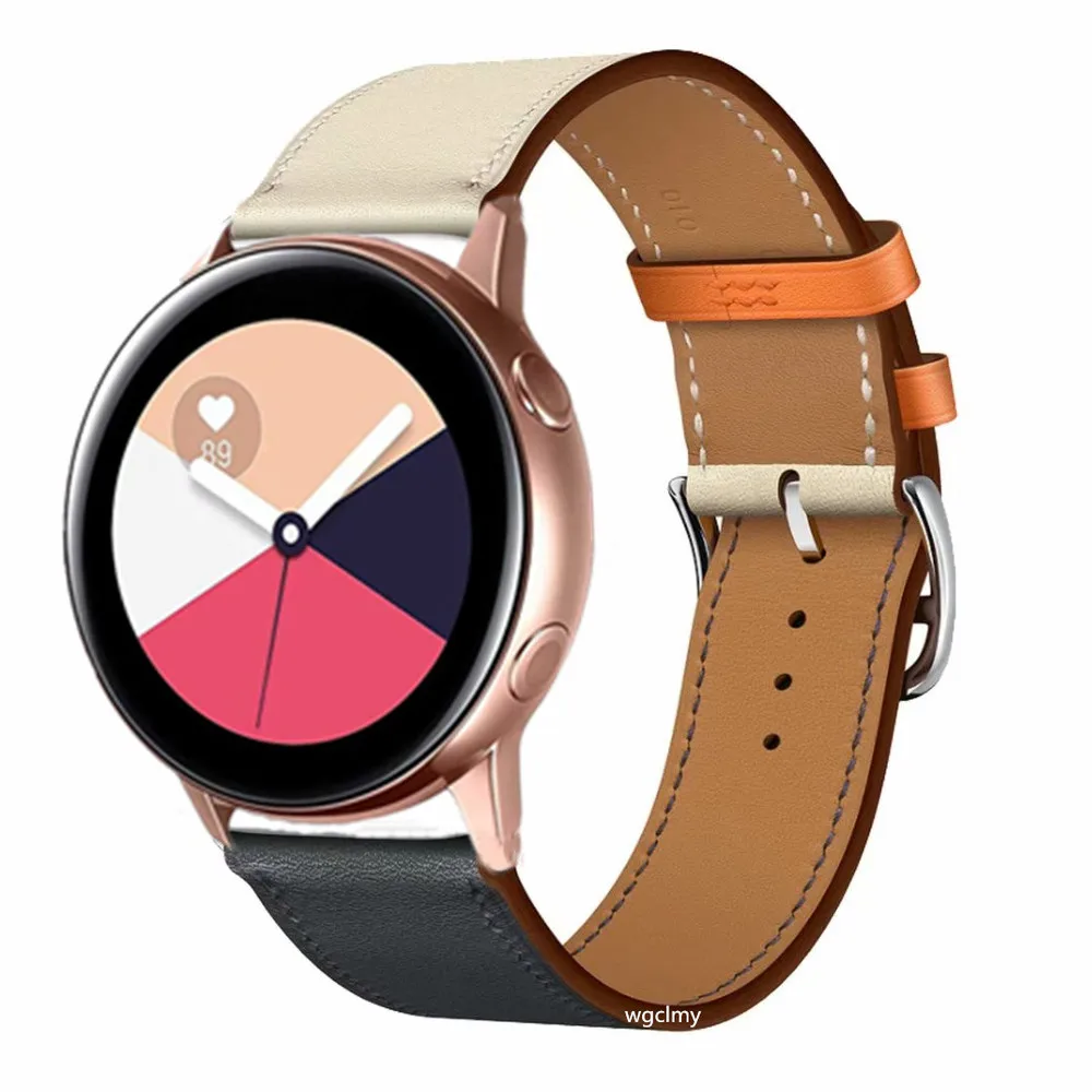 Кожаный ремешок для Samsung gear S3 s2 sport 20 мм 22 мм ремешок для часов huami amazfit bip huawei gt 2 Galaxy Watch Active 42 мм 46 мм