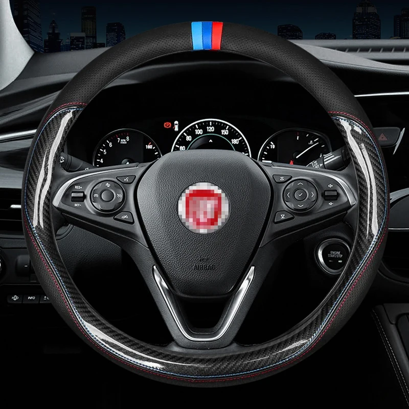 Nuovo Per Fiat Bravo Linea Freemont Ottimo Viaggio 500 Punta2012-2021 In Fibra Di Carbonio Copri Volante In Pelle Bovina