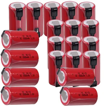

20 pcs SC battery 1.2V SUBC batteries rechargeable high drain 1500mah with tabs color random