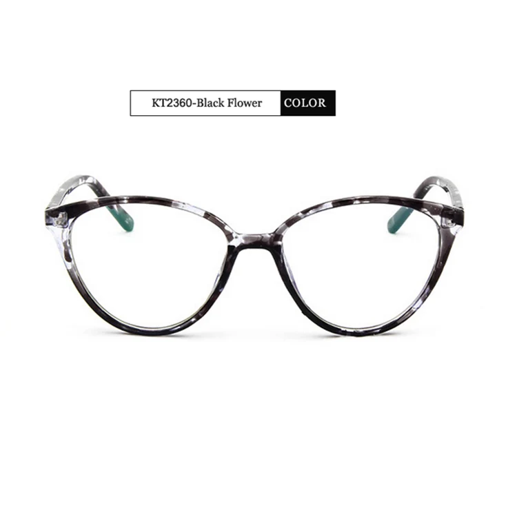 Black Flower KOTTDO, модные женские очки кошачий глаз, оправа, мужские Оптические очки, ретро очки, компьютерные очки, прозрачные очки - Цвет оправы: Black Flower
