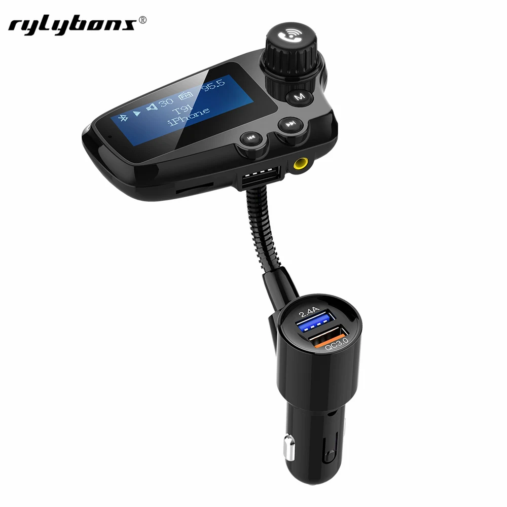Автомобильный комплект Bluetooth 5,0, fm-передатчик QC3.0, быстрое зарядное устройство, ЖК-дисплей, поддержка TF карты, музыкальный Aux аудио приемник, автомобильный mp3-плеер