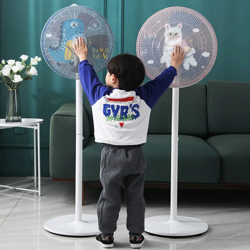 Cartoon Electric Fan Dust Cover Mesh Fan Kids Finger Safety Protector Net Cover Round Stand Finger Guard Dustproof
