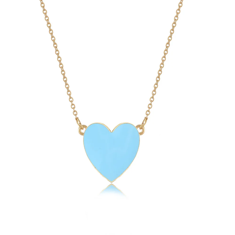 DIEZI 3 цвета Новое поступление роскошный свадебный сердце комплекты украшений для женщин кулон цепь ожерелье серьги вечерние ювелирные изделия - Окраска металла: blue necklace