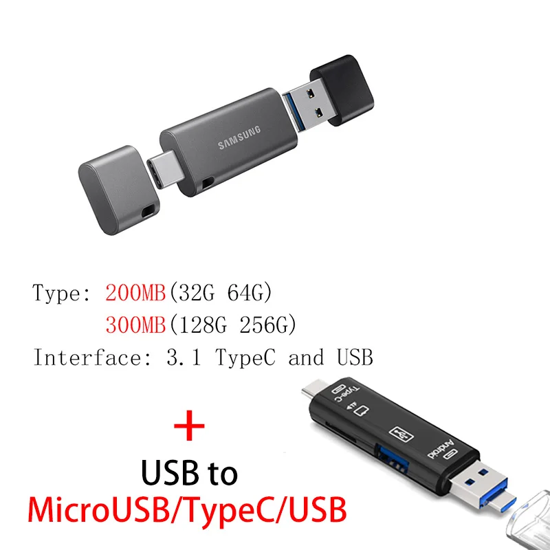 USB флеш-накопитель SAMSUNG type C OTG 64, 128 ГБ, флеш-накопитель 128 ГБ, 64 ГБ, 32 ГБ, 256 ГБ, флеш-накопитель 3,1, USB флешка, диск на ключ, память для телефона - Цвет: DB Y211