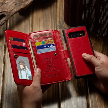 

Nine Card Split-Type Leather Case For Samsung S8 S9 S10 E Plus S6 S7 Edge Multi-Card Instert Wallet Leather Case Note 10 9 8 5 4