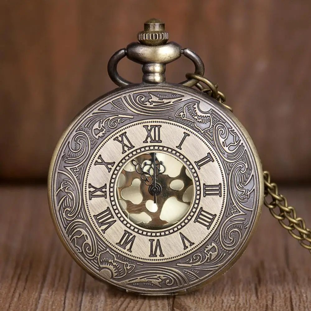 Vintage-Bronze-Steampunk-Pocket-Watch-Quartz-Necklace-Pocket-Fob-Watches-Chain-Men-Women-Clock-CF1019