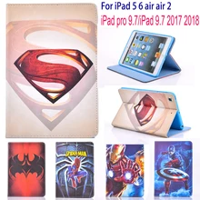 Чехол для Apple iPad 5 6 iPad air 2 iPad pro 9,7 iPad 9,7 Планшеты чехол «Супермен», «Человек-паук», чехол-подставка в виде милого мальчика с откидной крышкой
