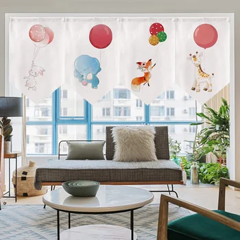 

Nordic Cartoon Animal Door Curtain Decorative Partition Curtain Children's Room Half Curtain Triangular Curtain Short Curtain
