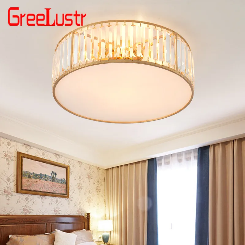 

Greelustr LED Ceiling Lights with K9 crystal Modern Round Ceiling Lamp Bedroom Luminaire Black Dining Lighting Fixture