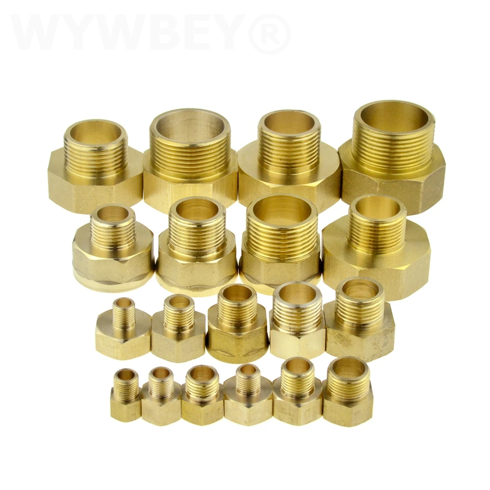 Buje hexagonal de rosca hembra a macho, reductor de cobre de ajuste de tubería de agua y Gas, conector adaptador acoplador de latón 1/8, 1/4, 3/8, 1/2, 3/4