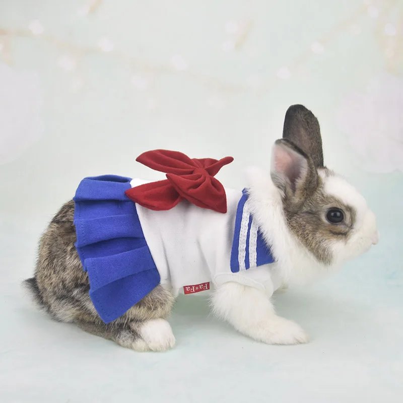 Rabbit Two-color College Dress Bunny Navy Skirt For Going Out Students Pet Supplies Rabbit Wear Matching Accessories Cat Costume
