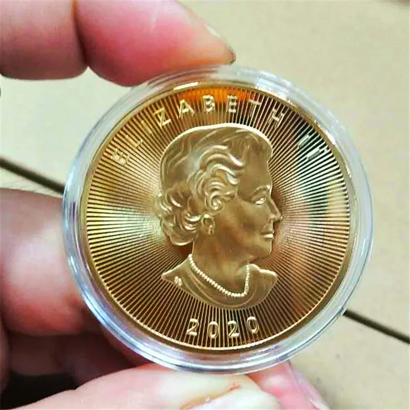 

2020 Canada 20 Dollars Gold Coins Maple Leaf Commonwealth Queen Coin Commemorative Collect Gift Token Drop shipping