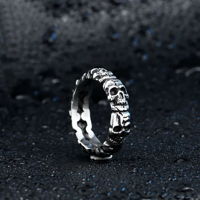 Retro Mens Rings 316L Stainless Steel For Male Boyfriend Biker Jewelry Golden Blue CZ Crystal Stones Skull Eagle Ring 2021 New Custom Color