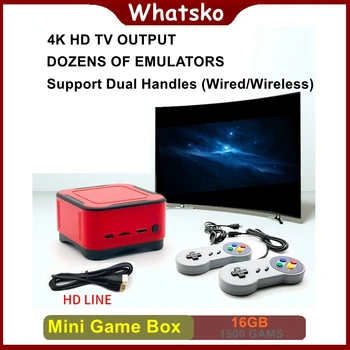 

Whatsko mini arcade HD HDMI retro game console dual handle wireless/wired PS1 home mini game box 1500 game video player Portable