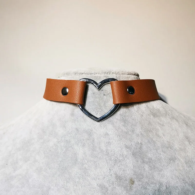 cowhide yellow Meajoe, модное, сексуальное, панк, готическое, кожаное, сердце, шипованное, колье, ожерелье, винтажное, очаровательное, круглый воротник, ожерелье, s, для женщин, ювелирное изделие, подарок - Окраска металла: cowhide yellow