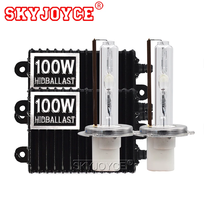 SKYJOYCE Full Set AC 12V 100W HID Slim Ballast Kit Xenon H3 H1 H7 H11 9005 9006 D2H HID Replacement Bulb Lamp 6000K 4300K 8000K (6)