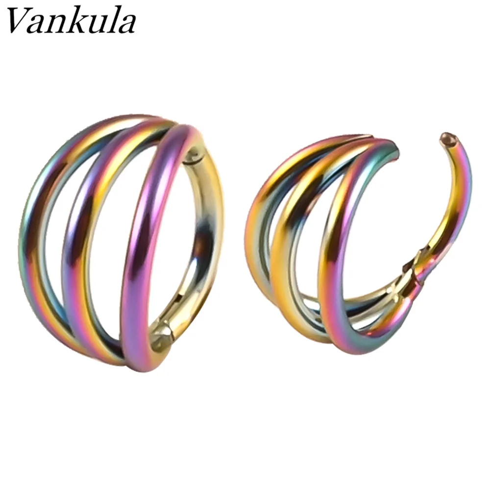 Vankula 10pcs Ear Tragus Cartilage Daith Helix Earring Surgical Steel Nose Rings Septum Hoop Layers Nostril Piercing Jewelry