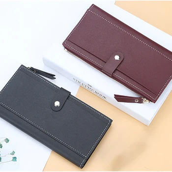 

Women's Wallet 2020 Practical Long PU Wallet Ladies Leisure Wallet Female Solid Color Zippered Wallet For Women