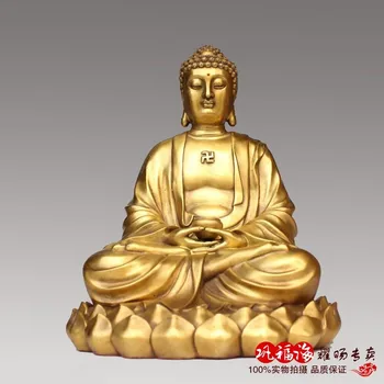 

TOP GOOD HOME LIVING ROOM PROTECTIVE-EFFICACIOUS BUDDHISM THE BUDDHA SHAKYAMUNI BRASS STATUE SCULPTURE DECORATION
