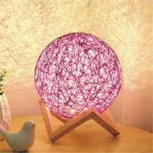 Настольные лампы для спальни, USB прикроватная лампа, цветной Ночной светильник, с шариками, пеньковые настольные лампы для гостиной, для детей, на день рождения, рождественский подарок