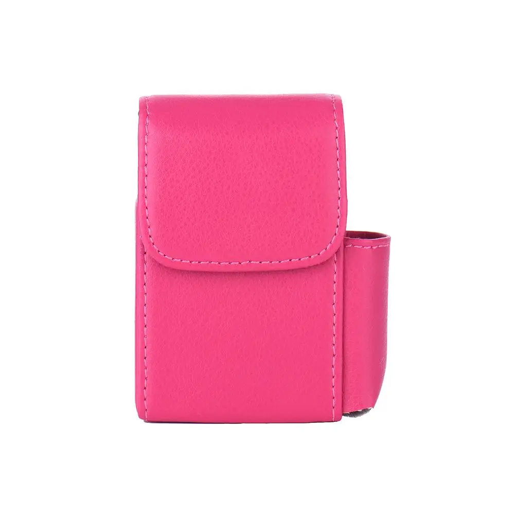 Pink 2 в 1 нержавеющая сталь+ из искусственной кожи Стиль Litchi Striae чехол для сигарет с зажигалкой карман сигареты пакеты хороший подарок - Цвет: Pink