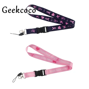 

10pcs/lot Breast cancer awareness logo Multi-function Detachable Mobile Phone Strap Neck Lanyards for key ID Badge webbing J0527