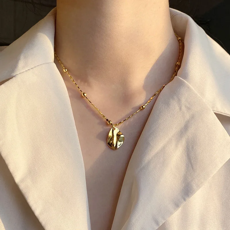 

Hot Geometric Irregular Pendant Necklace Female Unique Design Gold-plated Clavicle Chain Temperament