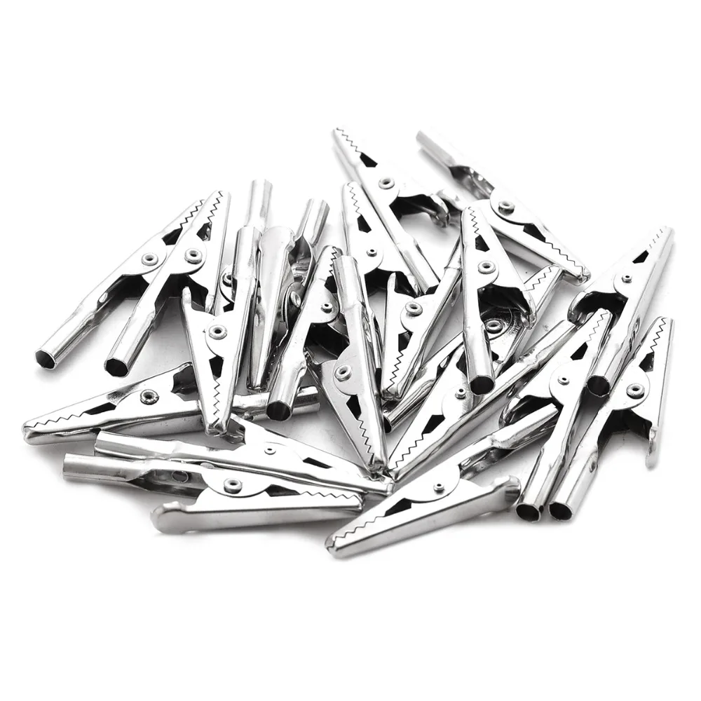 

21pcs 50mm Electrical Alligator Test Clip Metal Insulated Alligator Clamp Connector Silver Tone 50 x 13 x 6mm