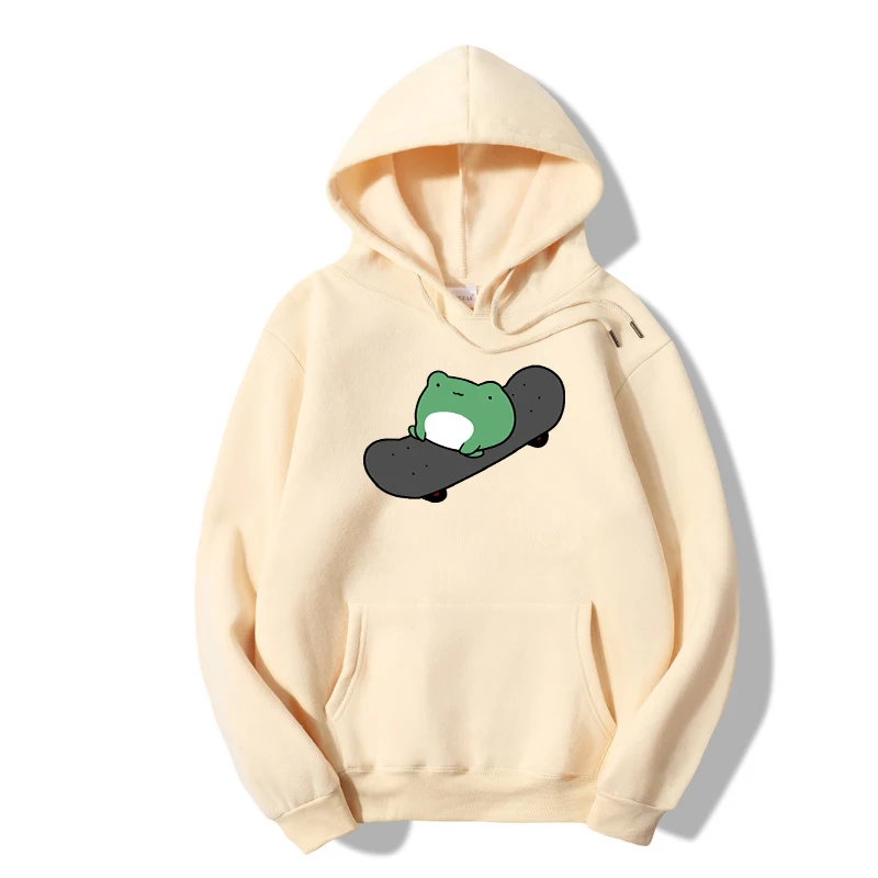 Pullover Hoodie Frog Skating Hoodie Oversized Hoodie Frog On A