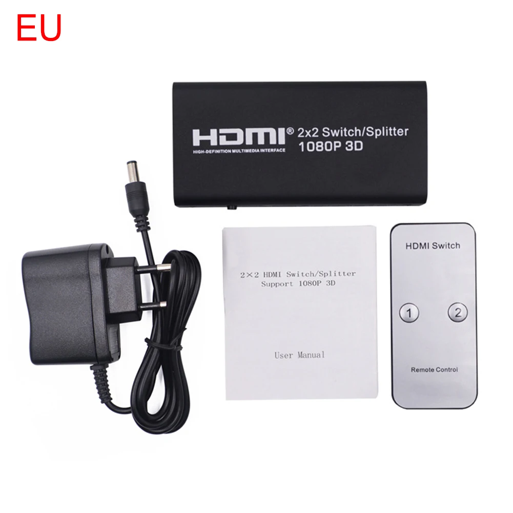 HDMI 2X2 Switch Splitter HDMI 1.3b Splitter Switcher HDMI Audio Video Converter Adapter Supports 3D 1080p 4K 2X2