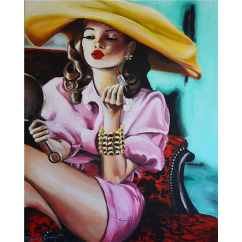 

Hot- sale Pretty Woman Arcylic Painting By Numbers On Canvas Framed Wall Pictures Art For Living Room Christmas Gift