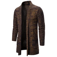 Зимняя одежда с капюшоном, толстый теплый мужской свитер, верхняя одежда с карманами, открытый стежок, Повседневный Кардиган, мужские осенние толстовки, вязаный джемпер