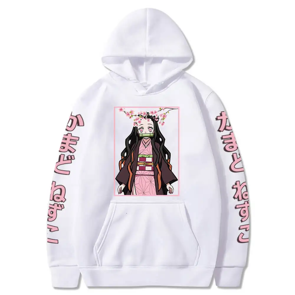 off white hoodie Anime Demon Slayer Hoodies Kimetsu No Yaiba Sweatshirts Cozy Tops Pullovers Sudadera Felpa Moletom white hoodie women