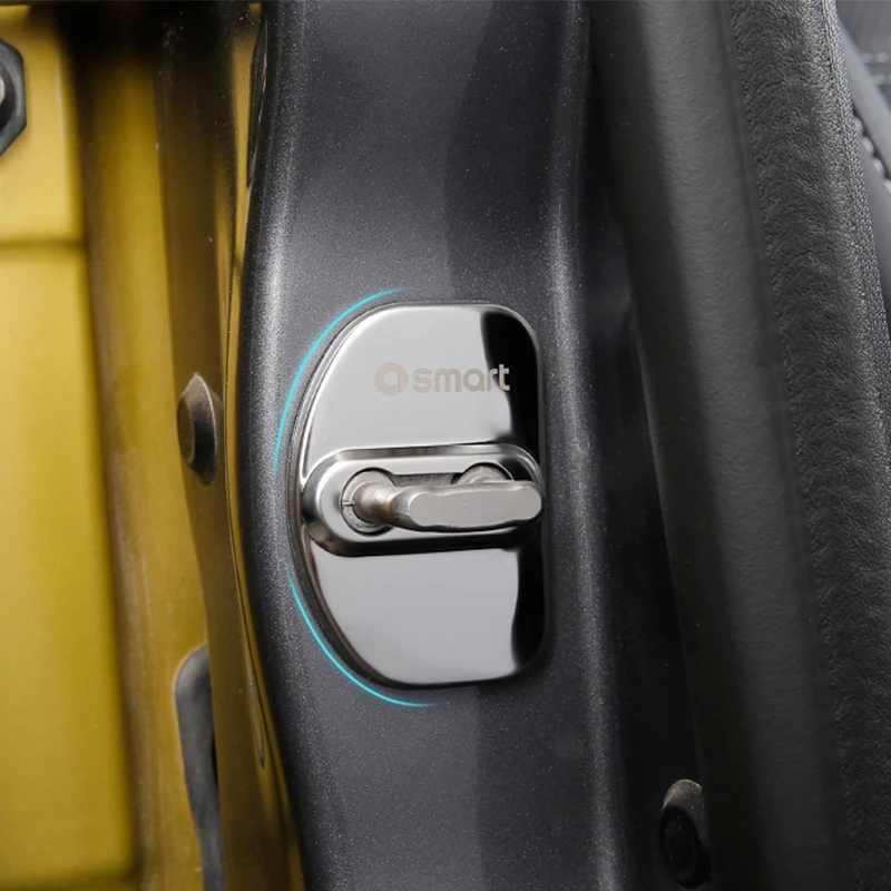 Автомобильный фиксатор замка двери защитная крышка отделка из нержавеющей стали наклейка для Mercedes Smart 451 453 fortwo forfour автомобильный Стайлинг