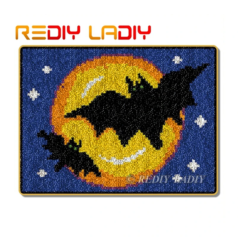 Latch Hook Kits Make Your Own Rug Halloween Bat Crocheting Cushion Mat