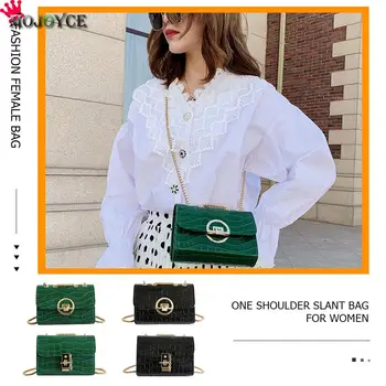 

Retro Alligator Pattern Shoulder Bag Classic Texture Delicate Creative Women Chain Small Square PU Messenger Pouch