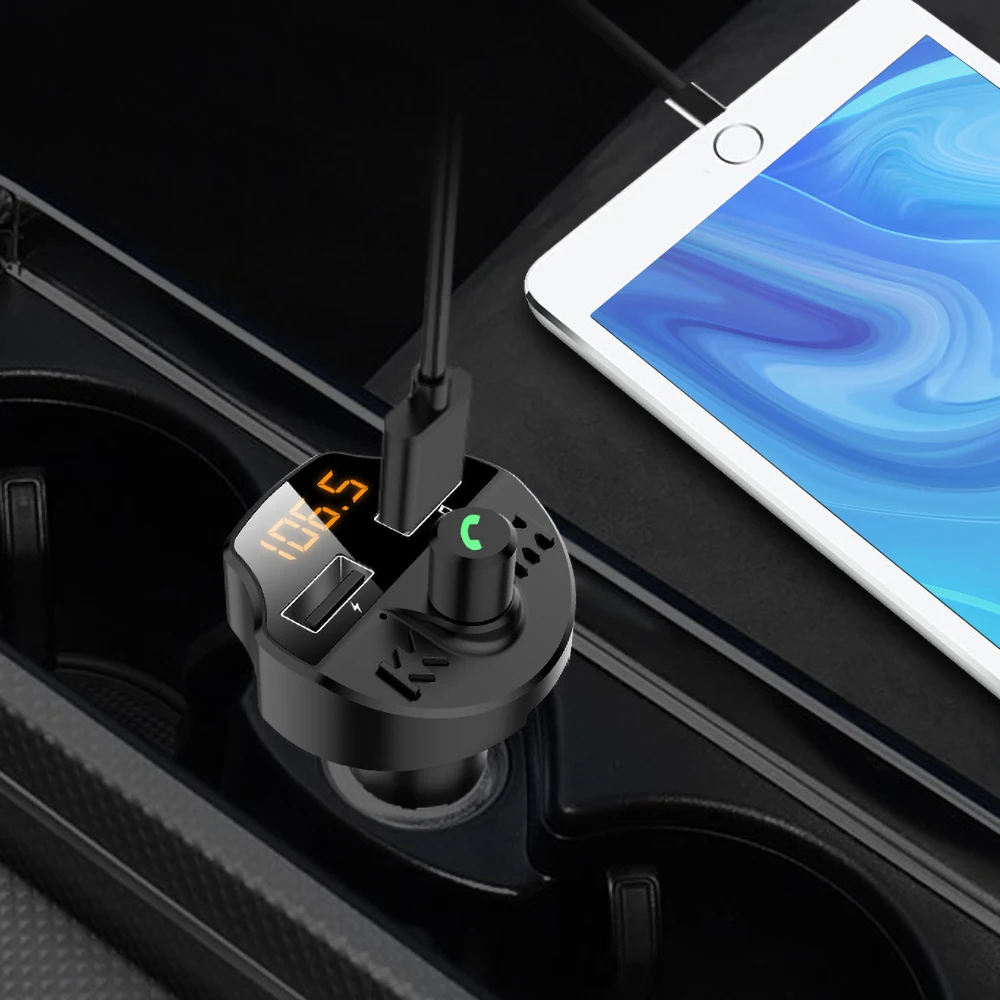 Автомобильное зарядное устройство для телефона с двумя usb-портами 3.1A, Bluetooth V5.0, fm-передатчик, напряжение, ЖК-дисплей, беспроводной fm-модулятор, Автомобильный MP3-плеер, TF U диск