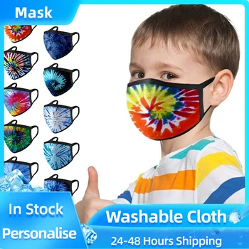 

1/5/10pcs 10 Patterns Children's Kids Mouth Masks Reusable Tie-dye Face Covering Comfortable Washable Face Sheild Mascarillas