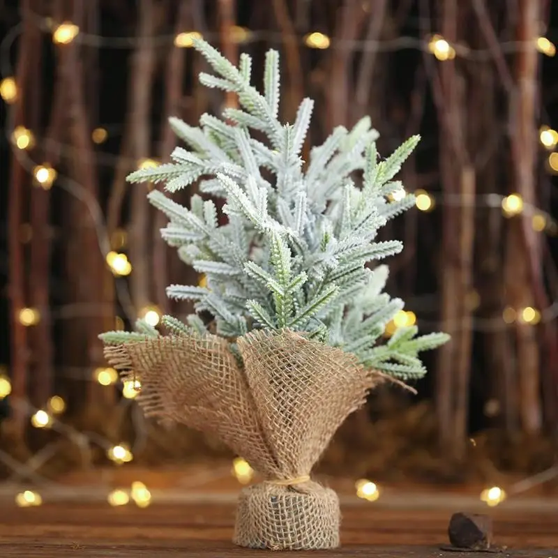 

Mini Christmas Tree Linen PE Pine Tree Bar Table Ornaments Home Party Decor Fake Flower Home Decroration Gift Decro