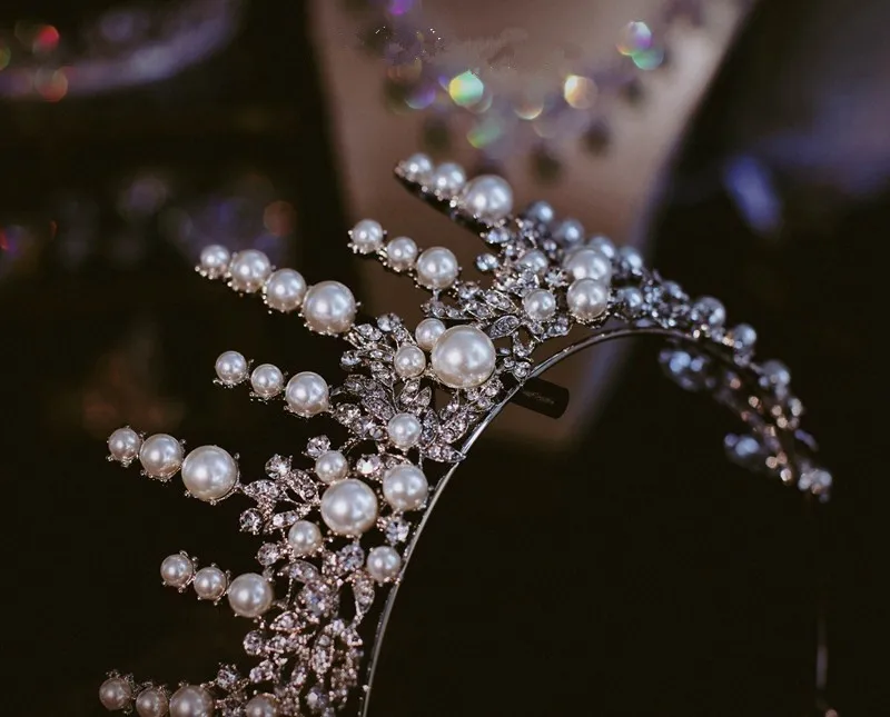 Acessórios do Casamento de Noiva Enfeites de Cabelo Tiaras e Coroas de Noivado Mulheres Crown Hairbands Pérola Hairwear Romântico cz Hs58 cc 5 Cheap Joias para o cabelo