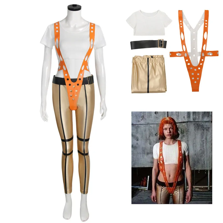 thumbnail image 1 of Disfraz de Leeloo de El quinto elemento, película, para mujer, tops, pantalones, tirantes, en stock, para fiesta de Halloween, disfraces de niña alienígena, Takerlama, 1 of 4