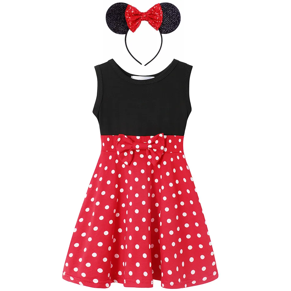 Minnie Платье принцессы для маленьких девочек, одежда Jasmine, комплект нарядной Золушка Рапунцель, Белоснежка, Анна, Эльза, Моана, Минни, маскарадный костюм - Цвет: Minnie