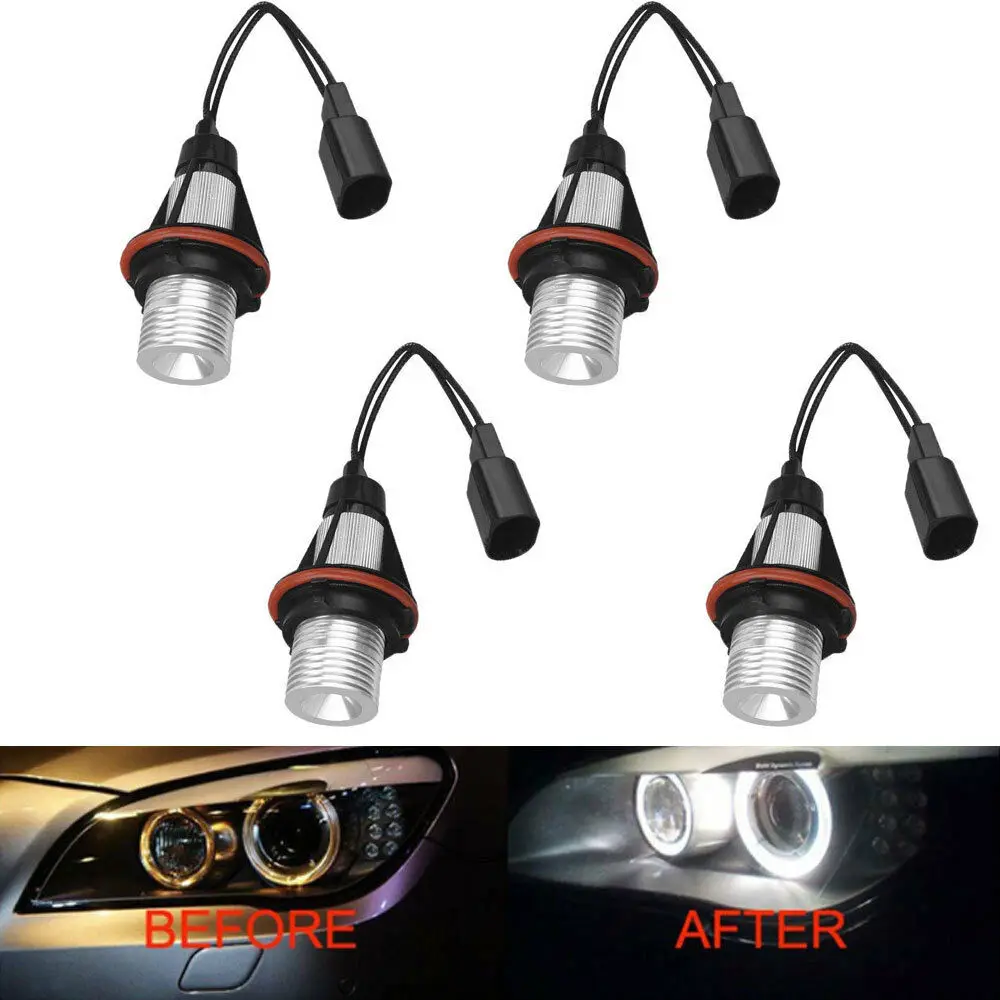 

4Pcs new Angel Eyes 6000K 720LM White LED Marker Light Lamp Bulbs high quality 7.4 * 4.2 * 4.2cm suitable For BMW E39