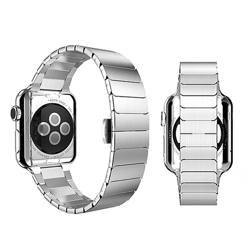 Нержавеющая сталь ссылка ремешок для наручных часов Apple Watch застежка-бабочка для наручных часов Apple Watch, 38, 40, 42, 44 мм металлических звеньев браслет аксессуары