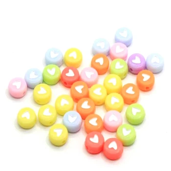 

2800 Pcs 7mm Acrylic Beads Flat Round Beads Colored Hearts, Used for Jewelry Making DIY Handmade Charm Bracelet