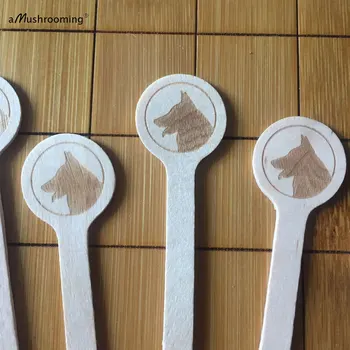 

100ct dog wooden circle sticks on personalized text monogram swizzle stir pet birthday party tableware bareware supplies