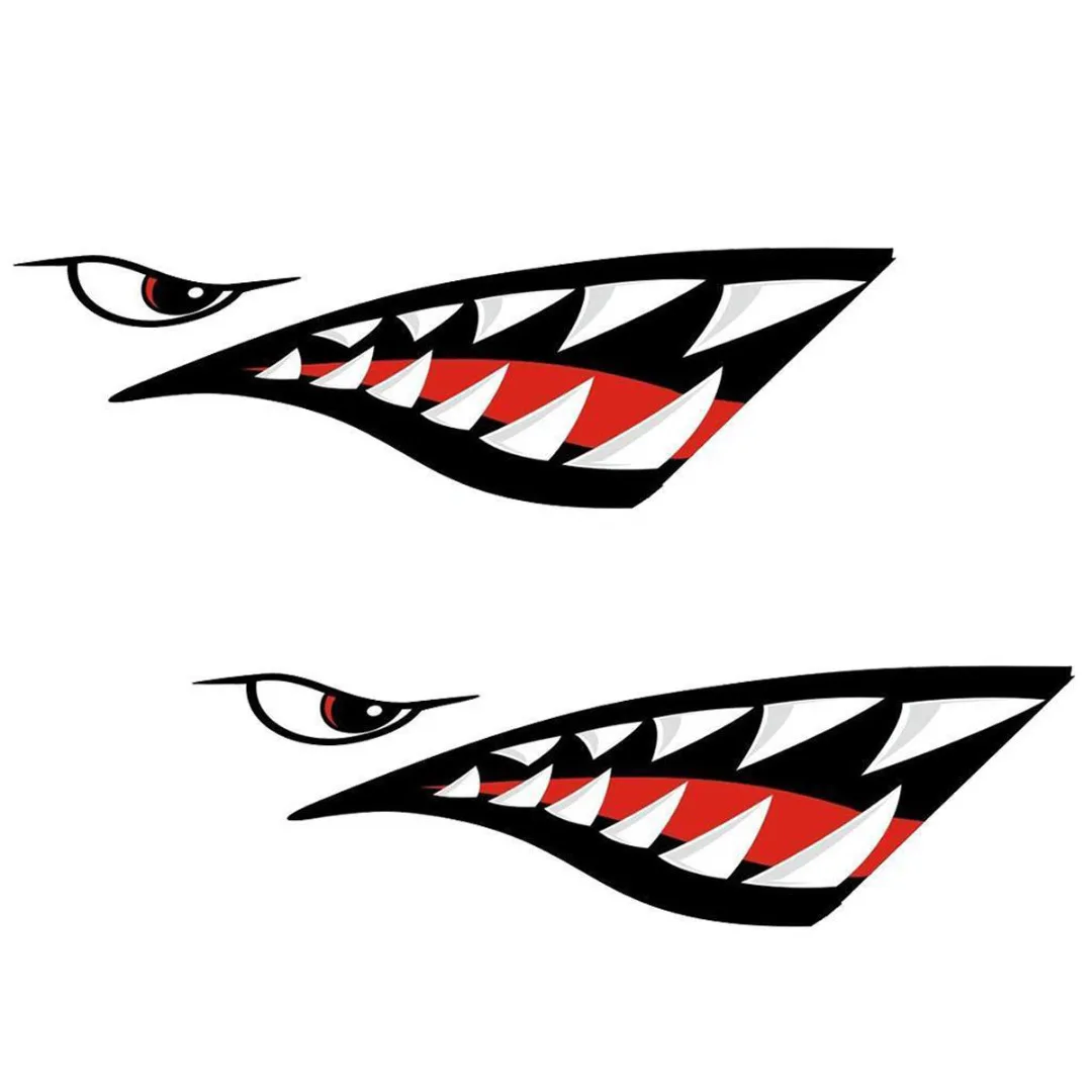 Car Stickers 1pair 38*13CM Waterproof DIY Funny Shark Teeth Mouth Vinyl Car Sticker Decals for Kayak Canoe Fishing Boat