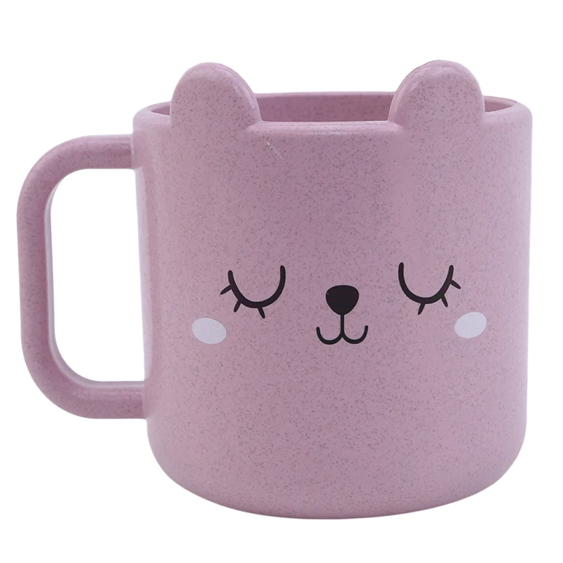 1 шт., Экологичная Детская кружка для кормления, мультяшная чашка для молока, сока, для детей, Пшеничное волокно, детская чашка для воды - Цвет: Pink